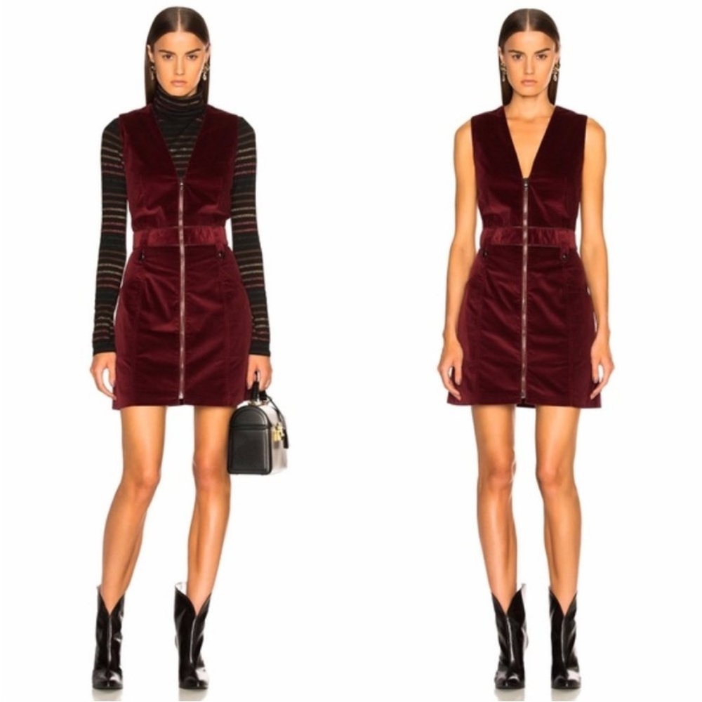 Veronica Beard Orial Corduroy Zip Dress Size‎ 2 Wine Burgundy *flawed buttons